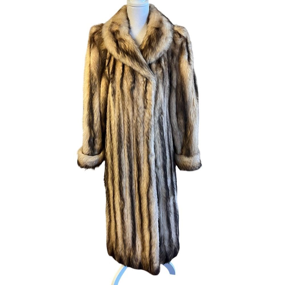 Natural Full Skin Fitch Fur Coat Size M Genuine Fur Womens by Smith Furriers